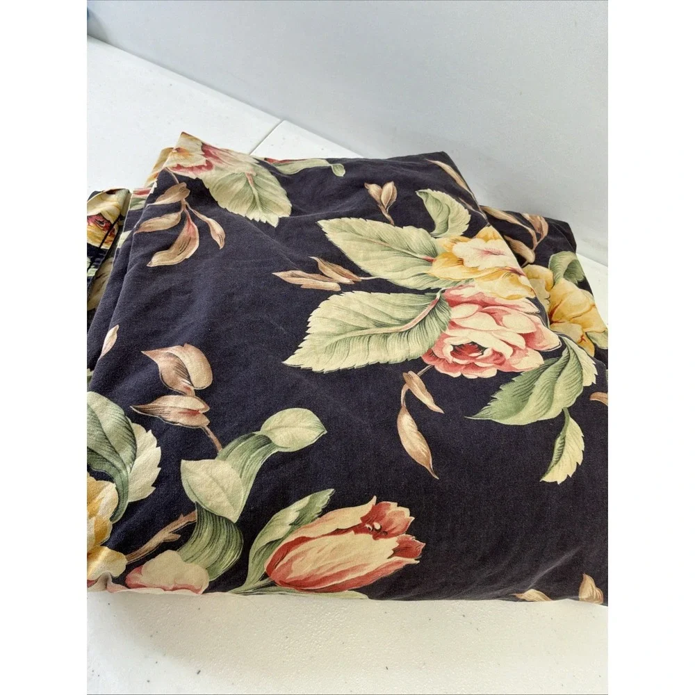 Ralph Lauren Charleston Floral Black FULL Flat Sheet Vintage fabric